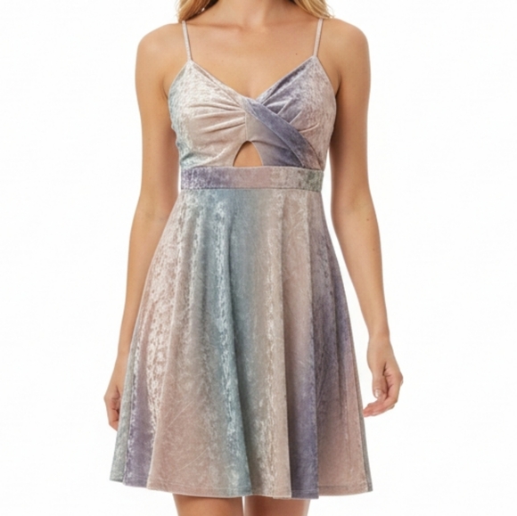 living doll Dresses & Skirts - Living Doll Velvet Summer Dress Size M 90s Pastel Velour Y2K Party Vacation